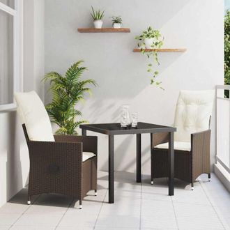 vidaXL Conjunto De Comedor De Jard&iacute;n Con Coj&iacute;n 3 Pcs Marr&oacute;n Polirat&aacute;n Vidaxl