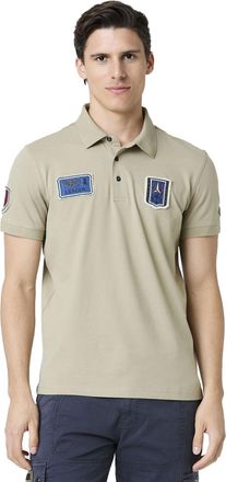 Aeronautica Aeronautica Militare regular fit polo khaki korte mouw