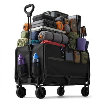 Relaxdays Relaxdays Carrello Pieghevole, 150 Kg, Manico Telescopico, Portellone, Telo Antipioggia, Per Spesa