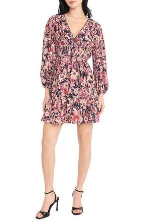 Donna Morgan V-Neck Fit & Flare Minidress in Black/Apricot at Nordstrom Rack, Size 16