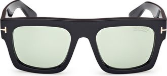 Tom Ford Fausto 53mm Square Sunglasses in Black/Photochromic Green at Nordstrom