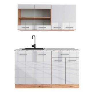 Vicco Cocina Vers&aacute;til R-line, Blanco Brillo Intenso/roble Dorado, 140 Cm, Et M&aacute;rmol