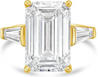 Diana M. Jewels 18kt Yellow Gold 12.00 ct tw Emerald Cut with two Long Baguettes on the side Engagement Ring (Single Claw)