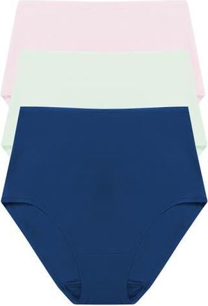 Natori Bliss Bare Cotton High Waist Brief 3-Pack in Msty Orchid/iced Mnt/dk Cobalt at Nordstrom, Size Xx-Large