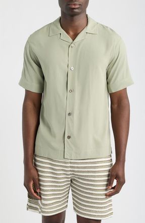 CH&Eacute; Studios Valbonne Solid Camp Shirt in Sage- 16 at Nordstrom, Size Xx-Large