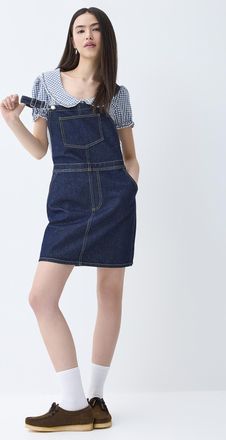 Twik Womens Faded denim apron dress