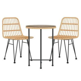 Berkfield Home Beautiful 3 Piece Garden Dining Set Poly Rattan in Brown
