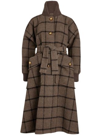 Patou tied-waist coat - Brown