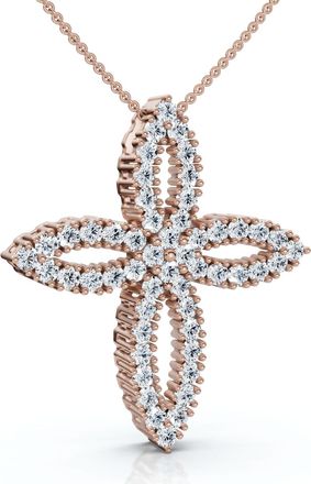 Pompeii3 1/2Ct TW Diamond Cross Religious 10k Gold Lab Grown 18 Necklace