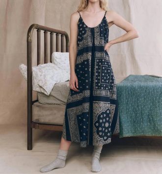 The Great. Slip Sleep Midi Dress In Bandana Patchwork