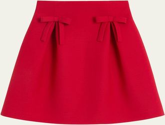Valentino Garavani Flared Bow Wool Mini Skirt
