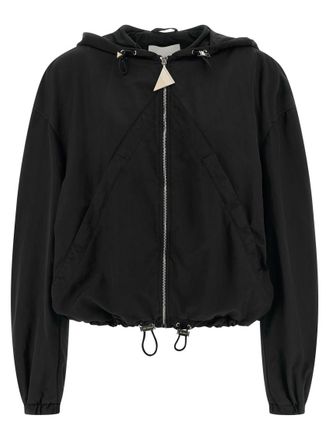 The Attico Black Hooded Bomber Jacket