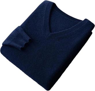 Generic Cashmere Cotton Blend V-Neck Sweater Men Pullover Casual All-Match Knitted Jumper Pull