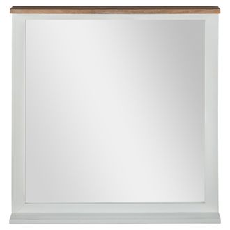WOMO-DESIGN Womo-design - Espejo De Pared Xian 80 X 76 Cm Rectangular De Cristal Marco De Madera Maciza De Mango Lacado Blanco/naturaleza Estilo R&uacute;stico Elegante 