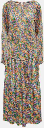 Plan C Floral pleated midi dress