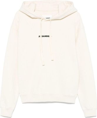 Jil Sander Beige Hoodie With Drawstring And Subtle Logo Detail