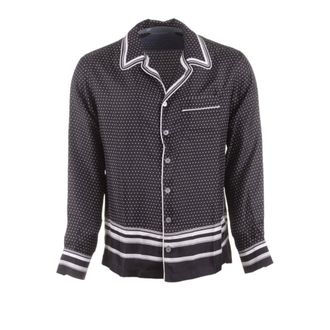 Dolce & Gabbana Casual Shirts, male, Black, 2XL, Mens Silk Long Sleeve Shirt