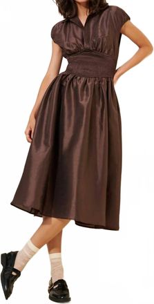Hutch Drop-Waist Short-Sleeve Iridescent Midi Dress In Brown