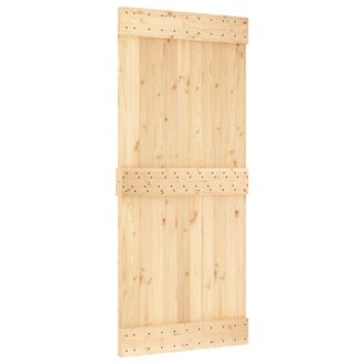 Berkfield Home Sliding Door with Hardware Set 90x210 cm Solid Wood Pine in Light Tan