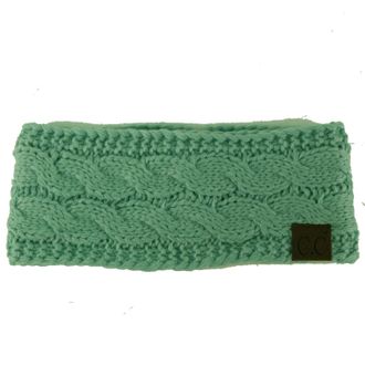 C.C Winter CC Confetti Warm Fuzzy Fleece Lined Thick Knit Headband Headwrap Hat Cap, Solid Mint, One Size
