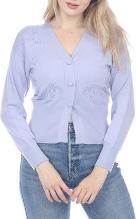 Rain + Rose Embroidered Cardigan in Lavender at Nordstrom Rack, Size X-Large