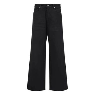 Rick Owens Wide Jeans, male, Black, Size: W31 Black Waxed Denim Jeans