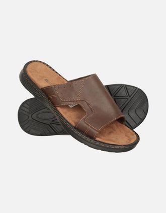 Mountain Warehouse Mens Mountain Warehouse Mens Comfort Leather Slip-on Sandals - Brown - Size: 10