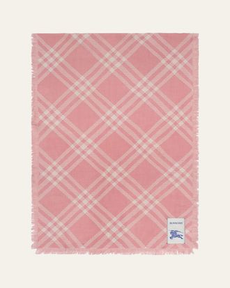 Burberry Wide Check Wool Silk Scarf