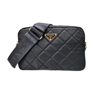 Prada Cross Body Bags, female, Black, Size: ONE SIZE Quilted Shoulder Bag