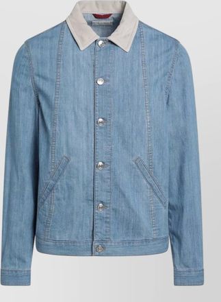 Brunello Cucinelli tailored coat contrast collar long sleeves