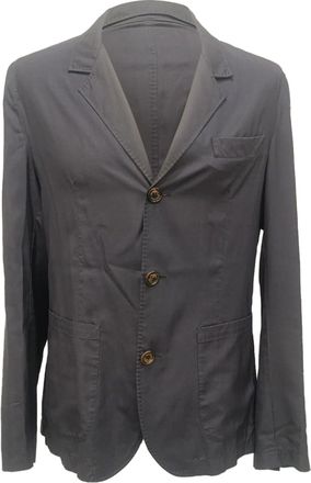 Brunello Cucinelli Brunello Cucinelli Pre-owned Mens Single-Breasted Blazer with Pockets in Grey Wool - Size Small