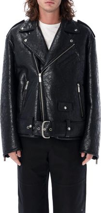 Off-white Black Leather Biker Jacket