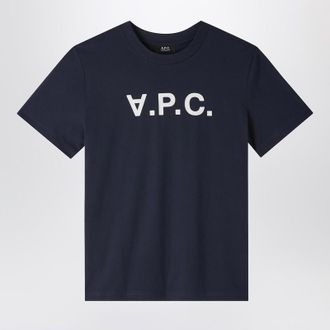 A.P.C. Blue crew-neck T-shirt with logo