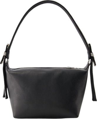 Kara Double Bow Pouch - Leather - Black