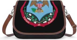 Generic Coat of Arms of Mississippi Womens Crossbody Bag Fashion Shoulder Handbags Message Tote Bag with Adjustable Strap