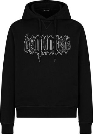 Dsquared2 stud-embellished logo hoodie - men - Cotton - S - Black