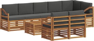 vidaXL Conjunto De Sof&aacute;s De Exterior 9 Uds. Natural Y Antracita Vidaxl