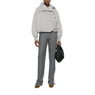 Sportmax Hoodies & sweatvesten, Dames, Grijs, S, Asymmetrische sweater met hoge hals