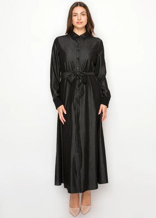 YAL New York Black Denim Dress with Tie Waist
