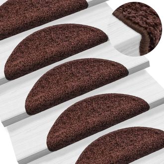 vidaXL Vidaxl - Tappetini Per Scale 15 Pz 56x17x3 Cm Marrone Semicircolari