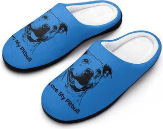 Generic I Love My Pitbull1 Funny Mens Cotton Slippers Soft Non-Slip Rubber Sole House Slipper Indoor Outdoor