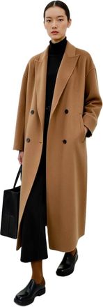 Generic Womens Wool Long Double Breasted Winter Trench Coat with Straight Shoulder Drop Collar Classic Elegant Coat (UK, Alpha, S, Regular, Regular, Caramel)