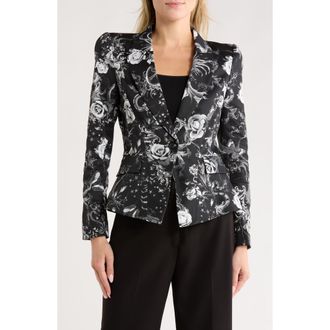 L'agence Kaisley Floral Cotton Blazer in Black Multi Zodiac at Nordstrom Rack, Size 4