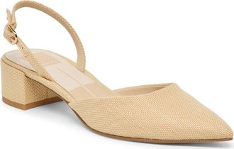 Dolce Vita Carel Pointed Toe Slingback Pump in Natural Raffia at Nordstrom, Size 6.5