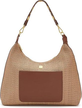 Think Royln Seaside Satchel Satchel Womens Handbags Sand Dune Raffia, Leather/Raffia