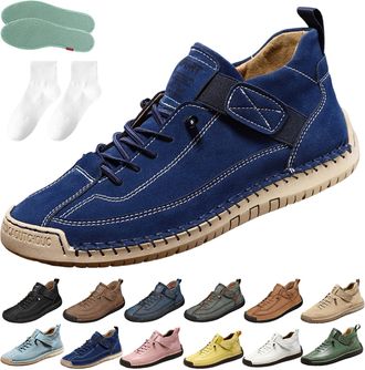 Generic Comfortable & Pain-Free Orthopedic Sneakers, Non-Slip Slip On Comfortable Leather Shoes for Women (Azure, Adult, Women, 7.5, Numeric, UK Footwear Size