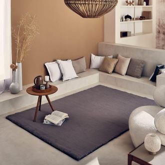 Nazar Rugs Alfombra lisa de pelo largo y suave lavable - antracita - 160x230 cm