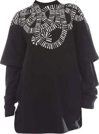 Marcelo Burlon Mens Snake Wings Double Sleeve T-Shirt in Black-White Cotton - Size X-Small