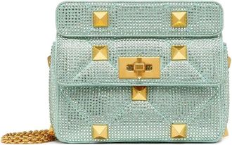 Valentino Roman Stud Small Embellished Leather Shoulder Bag