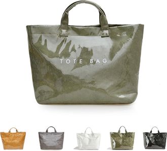 Generic Womens Letters Print Tote Bag, Womens Large PVC Tote Bag Letters Print Handbags Kraft Paper for Work (Green)